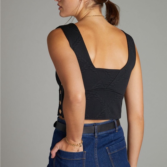 Anthropologie Maeve Side-Button Crop Top - Picture 4 of 7